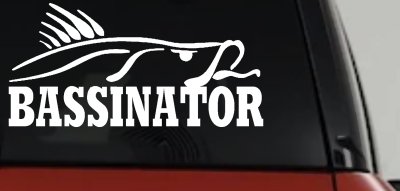 Bassinator Bass Fishing Car or Truck Window Vinyl Decal Sticker