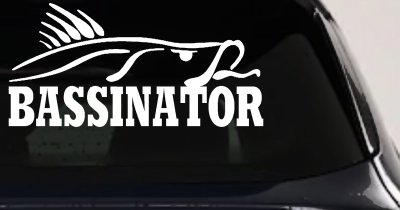 Bassinator Bass Fishing Car or Truck Window Vinyl Decal Sticker