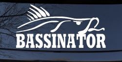Bassinator Bass Fishing Car or Truck Window Decal Sticker