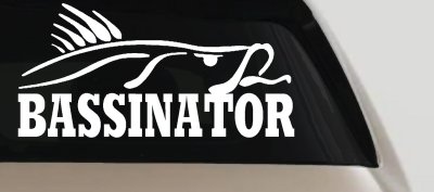 Bassinator Bass Fishing Car or Truck Window Vinyl Decal Sticker