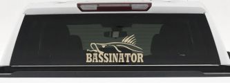 BASSINATOR left Bass Fishing Car or Truck Window Decal Sticker (Desert Sand)