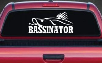 BASSINATOR left Bass Fishing Car or Truck Window Decal Sticker