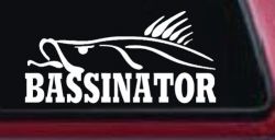 BASSINATOR left Bass Fishing Car or Truck Window Decal Sticker