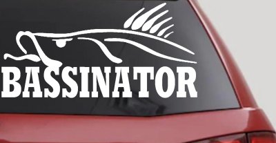 BASSINATOR left Bass Fishing Car or Truck Window Vinyl Decal Sticker