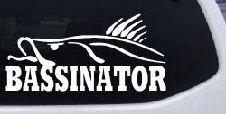 BASSINATOR left Bass Fishing Car or Truck Window Decal Sticker