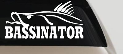 BASSINATOR left Bass Fishing Car or Truck Window Vinyl Decal Sticker