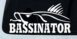 BASSINATOR left Bass Fishing Car or Truck Window Decal Sticker