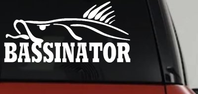 BASSINATOR left Bass Fishing Car or Truck Window Vinyl Decal Sticker