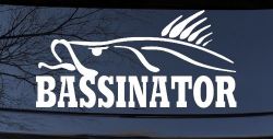 BASSINATOR left Bass Fishing Car or Truck Window Decal Sticker