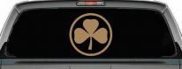 3 Leaf Clover Circle Car or Truck Window Decal Sticker (Light Brown)