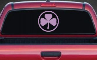 3 Leaf Clover Circle Car or Truck Window Decal Sticker (Lilac)