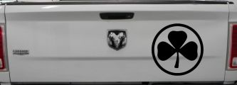 3 Leaf Clover Circle Car or Truck Window Decal Sticker (Matte Black)