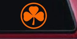 3 Leaf Clover Circle Car or Truck Window Decal Sticker (Orange)