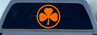 3 Leaf Clover Circle Car or Truck Window Vinyl Decal Sticker (Orange)