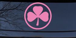 3 Leaf Clover Circle Car or Truck Window Decal Sticker (Pink)