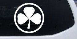 3 Leaf Clover Circle Car or Truck Window Decal Sticker