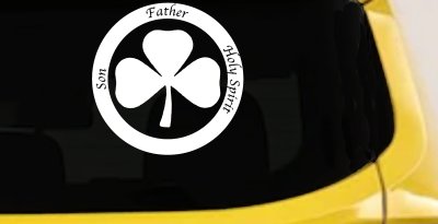 The Holy Trinity 3 Leaf Clover Christian Car or Truck Window Vinyl Decal Sticker