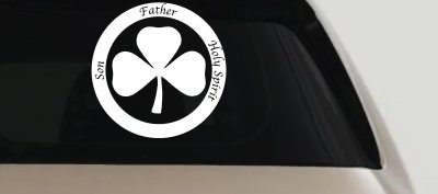 The Holy Trinity 3 Leaf Clover Christian Car or Truck Window Vinyl Decal Sticker
