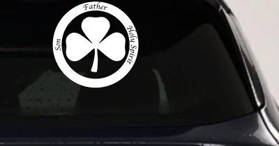 The Holy Trinity 3 Leaf Clover Christian Car or Truck Window Vinyl Decal Sticker