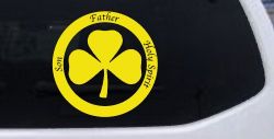 The Holy Trinity 3 Leaf Clover Christian Car or Truck Window Decal Sticker (Yellow)