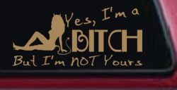 Yes I'm A Bitch But I'm Not Yours Funny Car or Truck Window Vinyl Decal Sticker (Light Brown)