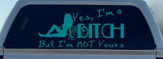 Yes I'm A Bitch But I'm Not Yours Funny Car or Truck Window Decal Sticker (Turquoise Blue)
