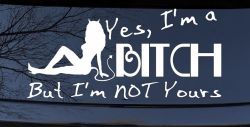 Yes I'm A Bitch But I'm Not Yours Funny Car or Truck Window Decal Sticker