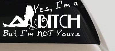 Yes I'm A Bitch But I'm Not Yours Funny Car or Truck Window Vinyl Decal Sticker