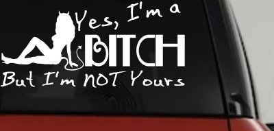 Yes I'm A Bitch But I'm Not Yours Funny Car or Truck Window Vinyl Decal Sticker