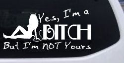 Yes I'm A Bitch But I'm Not Yours Funny Car or Truck Window Decal Sticker