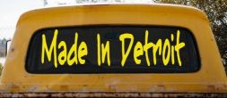 Made In Detroit Car or Truck Window Decal Sticker (Yellow)
