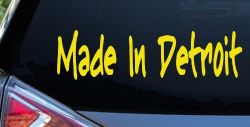 Made In Detroit Car or Truck Window Vinyl Decal Sticker (Yellow)