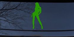 Sexy Police Woman Car or Truck Window Decal Sticker (Lime)