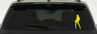 Sexy Police Woman Car or Truck Window Decal Sticker (Yellow)