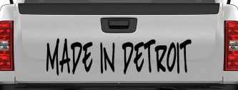 Made In Detroit Motor Sports Car or Truck Window Vinyl Decal Sticker (Black)
