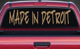 Made In Detroit Motor Sports Car or Truck Window Decal Sticker (Light Brown)