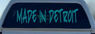 Made In Detroit Motor Sports Car or Truck Window Vinyl Decal Sticker (Turquoise Blue)