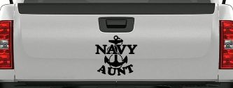 Navy Aunt Military Car or Truck Window Decal Sticker (Black)