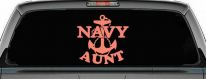 Navy Aunt Military Car or Truck Window Decal Sticker (Coral)