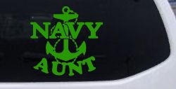 Navy Aunt Military Car or Truck Window Decal Sticker (Lime)