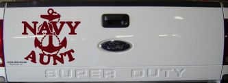 Navy Aunt Military Car or Truck Window Decal Sticker (Purple Red)