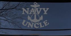 Navy Uncle Military Car or Truck Window Vinyl Decal Sticker (Silver)