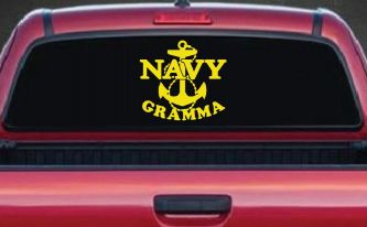 Navy Gramma Military Car or Truck Window Vinyl Decal Sticker (Yellow)