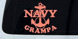 Navy Grampa Military Car or Truck Window Vinyl Decal Sticker (Coral)
