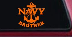Navy Brother Military Car or Truck Window Vinyl Decal Sticker (Orange)