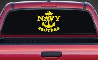 Navy Brother Military Car or Truck Window Vinyl Decal Sticker (Yellow)