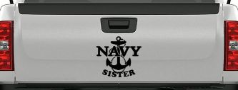 Navy Sister Military Car or Truck Window Decal Sticker (Black)