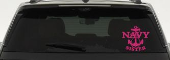 Navy Sister Military Car or Truck Window Decal Sticker (Hot Pink)