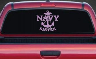 Navy Sister Military Car or Truck Window Vinyl Decal Sticker (Lilac)