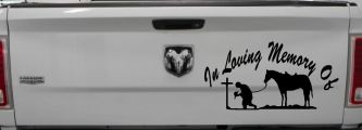 In Memory Of Cowboy At Cross Western Rodeo Ranch Farm Car or Truck Window Vinyl Decal Sticker (Black)